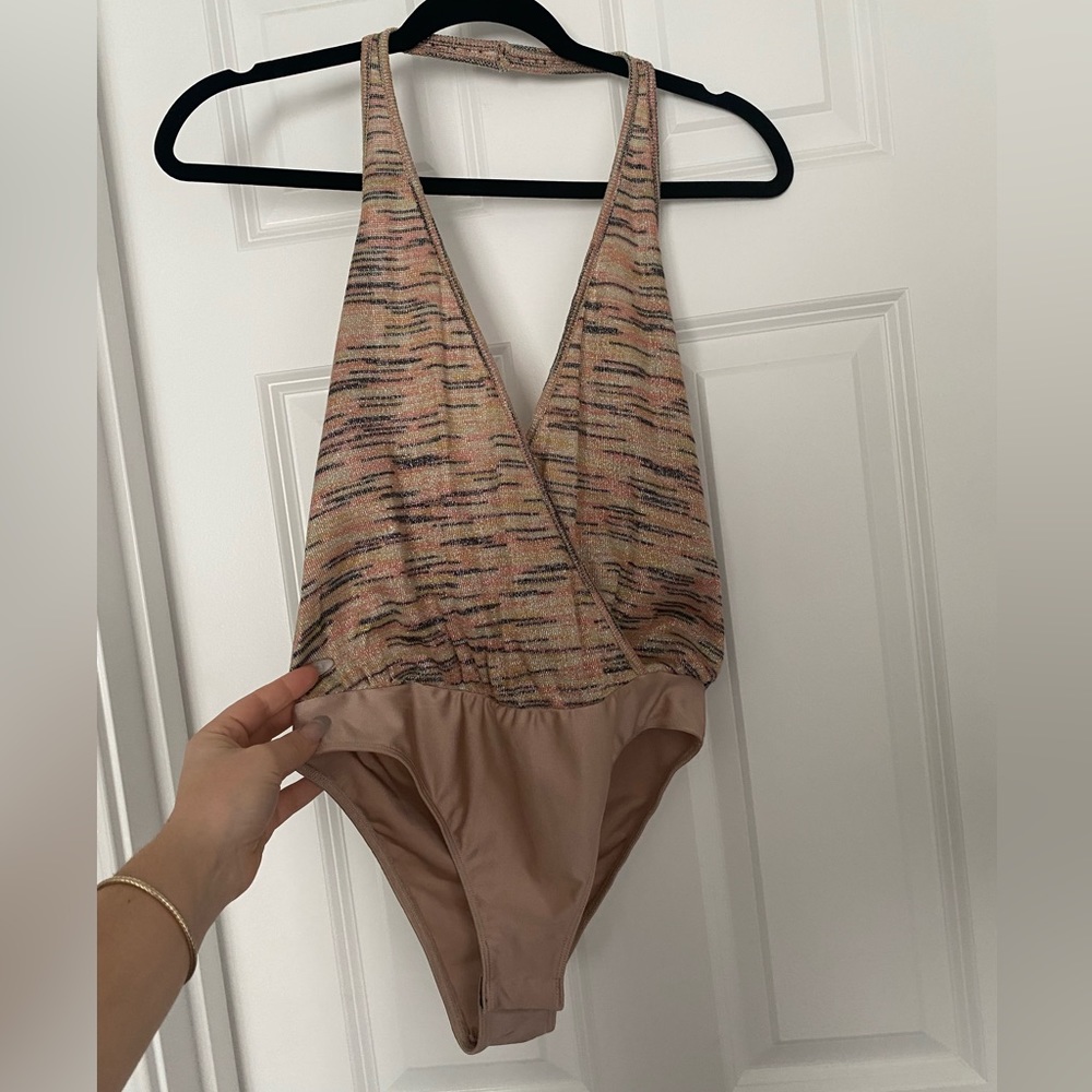 Urban outfitters halter multicolor bodysuit open back